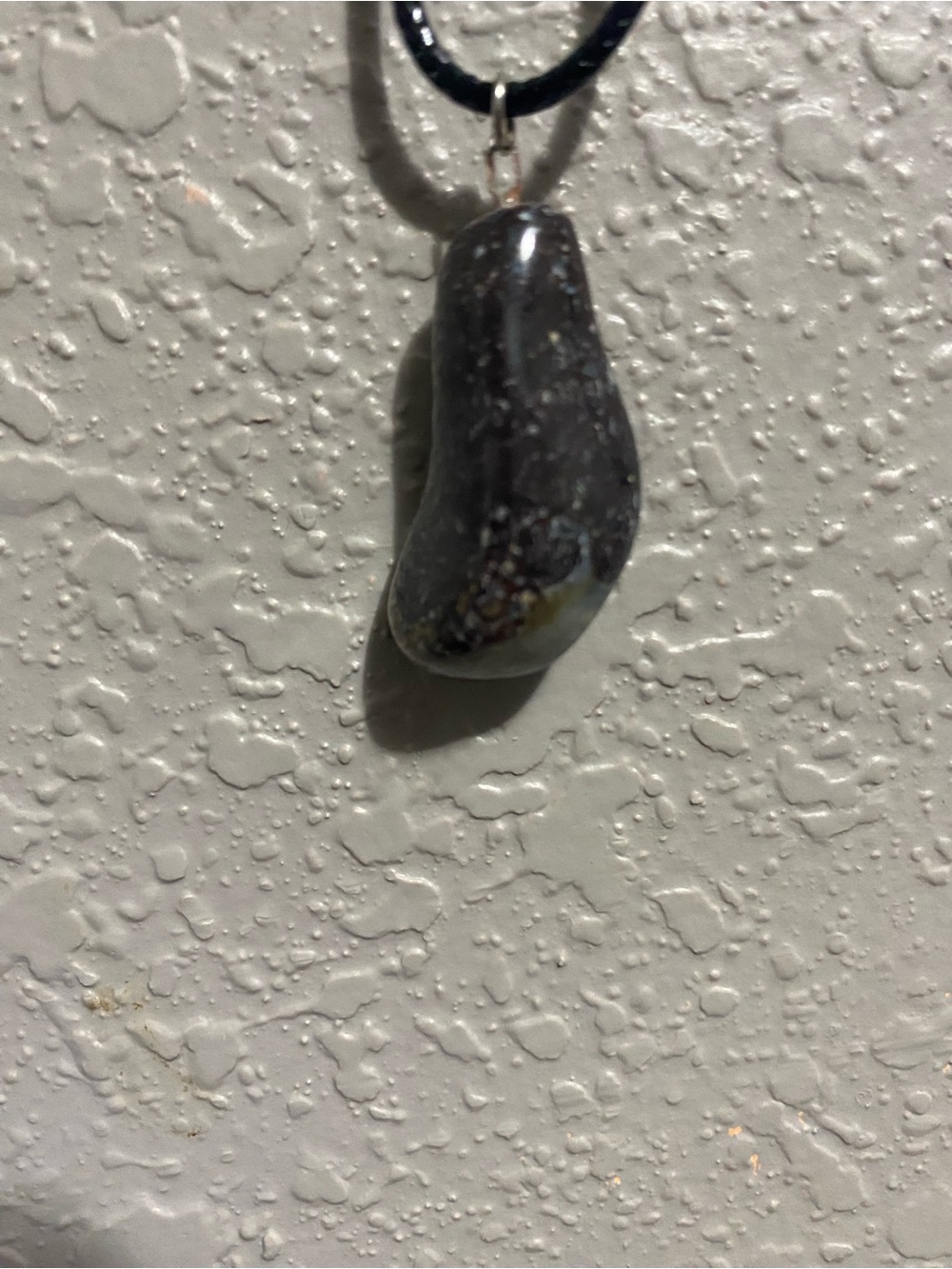 Handcrafted Dark Gray Stone Pendant Necklace - Unbranded